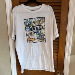 Vans White Tee with Colorful Butterfly Print